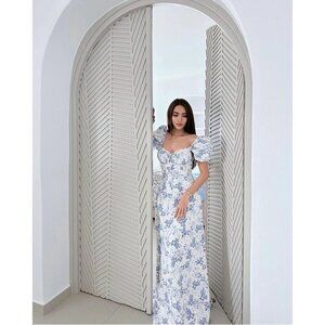 House of CB Blue and White Floral Maxi Dress